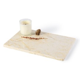 Koville Natural Marble Cutting Board for Kitchen Pastry Bread, 12" x 8" Genuine Marble Cheese Board Stone Tray for Counter, Stone Cutting Boards Bathroom Perfume Jewelry Tray for Decor(Yellow)