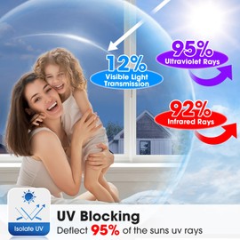 Coavas One Way Privacy Window Film, Sun Blocking Reflective Window Film See Out Not in, Heat Control Window Tint for Home, Anti UV Static Cling for Windows Glass Door (Blue, 17.5 x 78.7 inches)