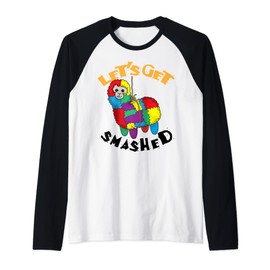 Let's Get Smashed Cool Cinco De Mayo Funny Llama Gift Raglan Baseball Tee