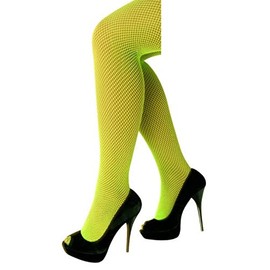 krautwear Women's Tights Fishnet Tights Costume Carnival 80s One Size (Neon Orange)