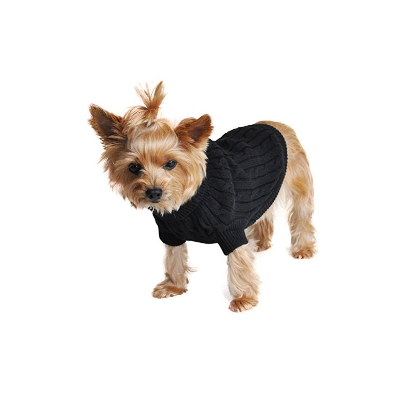 Doggie Design Combed Cotton Cable Knit Dog Sweater - Jet