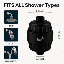 30 Stage Shower Filter Shower Head Filter High Output Softener Reduces Dry Skin Chlorine Odors Black