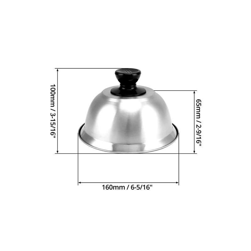 QWORK® Pack of 3 Burger Covers, Melting Dome, Stainless Steel,