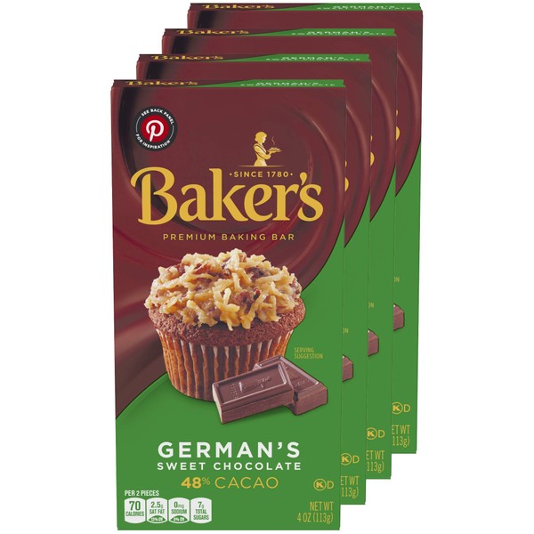 Baker's German's Chocolate, 4-Ounce Bars (Pack of 4)