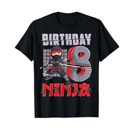 8 Year Old Ninja Birthday Boy 8th Birthday Ninja Party kids T-Shirt
