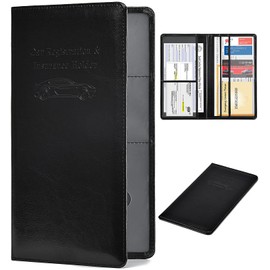 HERRIAT Car Registration and Insurance Card Holder,Glitter Leather Vehicle Glove Box Automobile Documents Paperwork Wallet Case Organizer for ID, Key Contact Information Cards,Men&Women