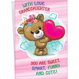 Chuck's Card-O-Rama - Birthday Card For Granddaughter - Made in USA - NEW! - Large Card Opens to 10" x 7.75" - Extra Thick Paper - With Love