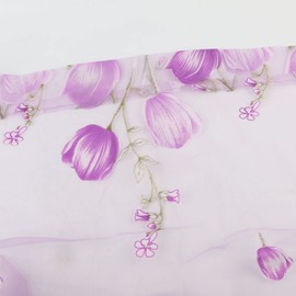 100 * 200cm Tulips Printing Tulle Curtain, Tulle Curtains Tulle Curtains Sheer Drape Balcony Window Decoration Purple (Purple)