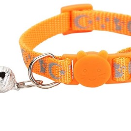 KOI PET Kitten Collar with Bell, Safety Buckle, Reflective Stripe and Paw Print, Adjustable 8-12 Inches, Vibrant Colors, Durable and Comfortable - Color: Breakaway Cat Collar --orange