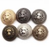 Pack of 5 Vintage Lion Pattern Stem Metal Buttons Round