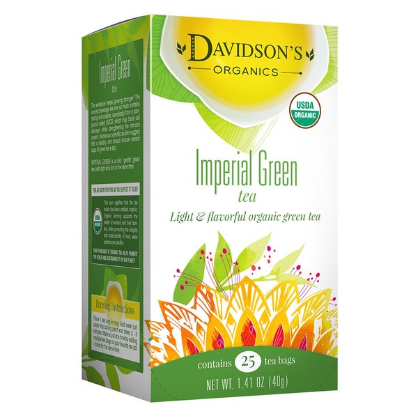 Davidson's Organics, Imperial Green Tea, 25-count Tea Bags, Pack of 6