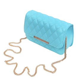 TrendsBlue Elegant Smooth PU Leather Quilted Clutch Handbag Crossbody Shoulder Bag, Light Blue