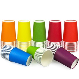 JNBGTU 80Pack Disposable Paper Cups, 260ml Party Cups 9 Ounce Multicolored Drinking Cups, Biodegradable and Compostable for Party DIY Holiday Wedding Birthday