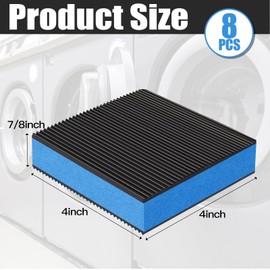 Pangda 8 Pack 4 x 4 x 7/8 Inches Rubber Anti Vibration Pads Heavy Duty Blue EVA Pad for Air Conditioner, Hvac, Treadmills Washer and Dryer etc