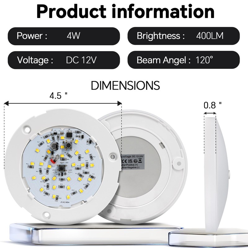 Obeaming 4.5'' 3CCT RV Interior Ceiling Lights 3000K/4500K/6000K Switchable with