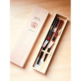 Couples Chopsticks Wedding Celebration Paulownia Box Chopsticks Pair Set of 2 High Quality Chopsticks Stylish Pattern Wakasa Lacquer Star Rain Pair
