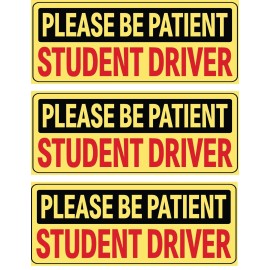 Novelties Wholesale, Inc. Student Driver-3 Stickers- Car Signs Please Be Patient-Car Bumper Sticker Decal