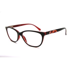 ColorViper basic cateye women reader spring hinge Reading Glasses 52m-17mm-140mm (shiny black red, 2.00)