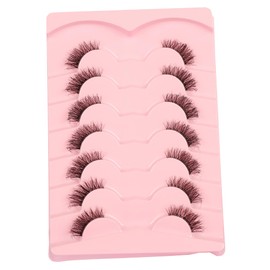 Gmagictobo False Eyelashes Fluffy Wispy Half Lashes Cat Eye Look Natural Clear Band Eyelashes 1/2 Faux Mink Lashes 7 Pairs