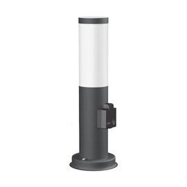 ledscom.de Poru Bollard Light with Socket for Outdoor Use, Anthracite, Round, 38.5 cm, Includes E27 Lamp, Max. 963 lm, Warm White