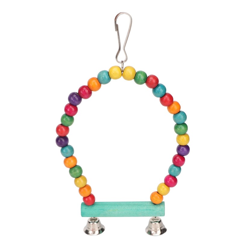 Bird Swing Hanging Toys Wooden Educational Colorful Parrot Swing Chewing