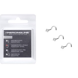 PIERCINGLINE Set of 3 925 Sterling Silver Nose Piercing | Crystal | Piercing Nose Stud | Set Selection, Silver