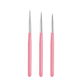 LZGOPE 3Pcs Nail Art Liner Brushes,Professional Art Nail Painting Pen，Nail Liner Striping Brush,UV Glue Painting Scribing Brush, DIY Nail Art Tools, Fine Nail Art Set (Pink)
