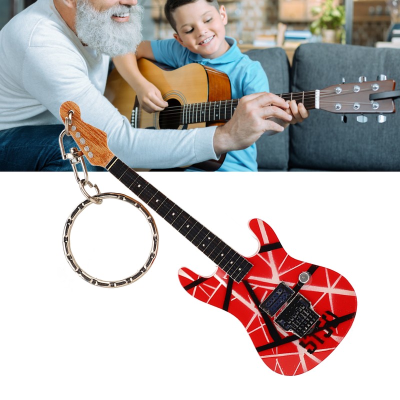 Guitar Keychain Portable Cute Mini Guitar Pendant Key Chain Ring