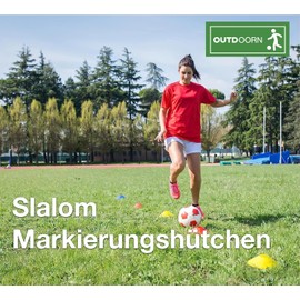 OUTDOORN 25 x Coloured Marker Cones, Accessories for Football & Slalom Training, Outdoor Training Accessories