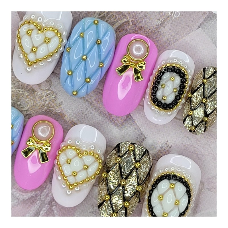 Luxury embo handmade nail tips - Square M / 럭셔리