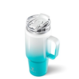 Meoky 32 oz Tumbler with Handle, Insulated Tumbler with Lid and Straw, Stainless Steel Travel Mug, 100% Leak Proof, Keeps Cold for 24 Hours or Hot for 8 Hours, Fits in Car Cup Holder (Azure)