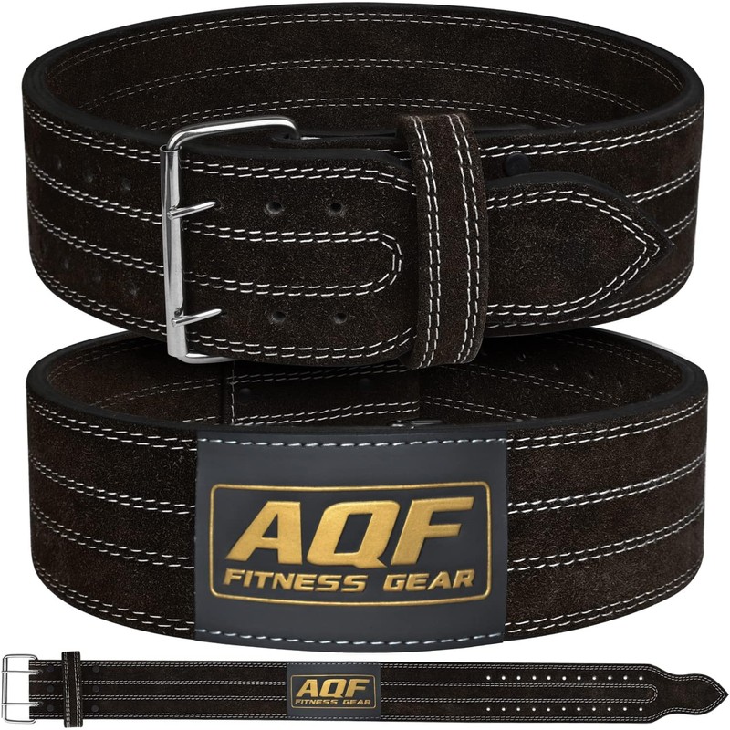 AQF Weight Lifting Nubuck Leather Powerlifting Belt Back Support –