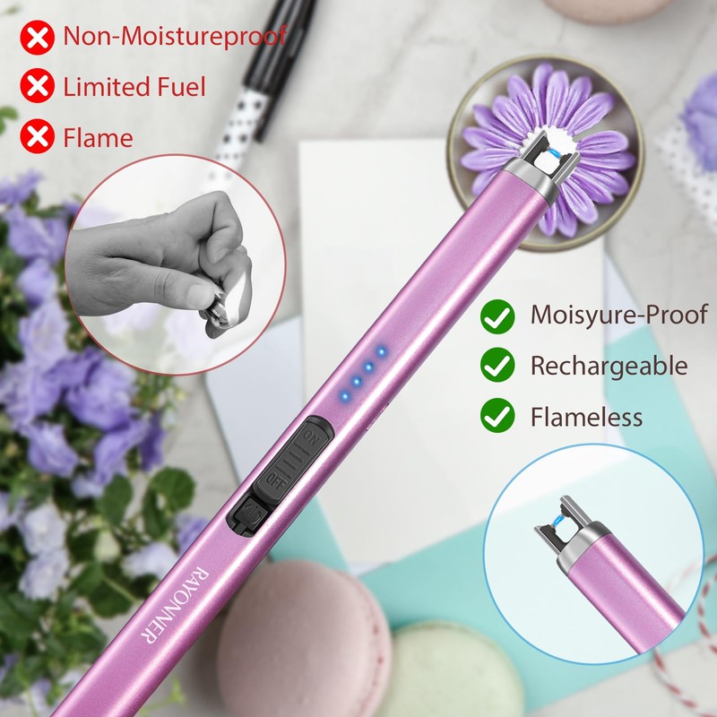 Electric Candle Lighter, Windproof Flameless USB Rechargeable Plasma Arc Lighter