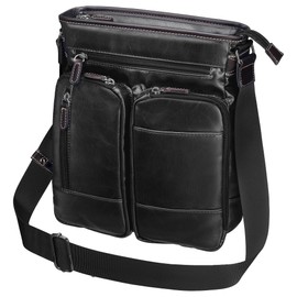 Hakuba CS1612 Men's Bag, 10 Pockets, Casual Shoulder, Vertical Type, 10 Pockets for Easy Organization, Shoulder Bag, Great for Casual Occasions such as Street Bra, Walks, Travels, etc, Black