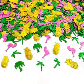 Summer Hawaiian Flamingo Party Confetti  Foil Metallic Sequins Table Confetti Tropical Jungle Safari 1st Birthday Baby Shower Wedding Party Sprinkles Confetti Decorations 45g