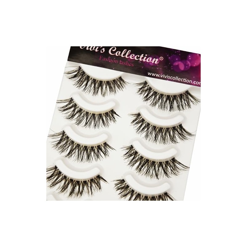 Vivis 5 Pairs Natural Look Lashes Handmade False Eyelashes Wispy