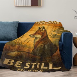 Christian Fox Blanket Gifts for Women Adults, Soft Warm Lightweight Flannel Throw Blankets for Camping Bedroom Living Room Home Sofa Travel Decor 50" x 60"