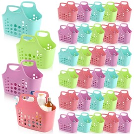 30 Pack Shower Basket - Portable Storage Shower Caddy with Handle | Plastic Shower Tote for Bathroom & College Dorm | Large Capacity Bath Caddy with Drain Holes for Shampoo Body Wash Organizer