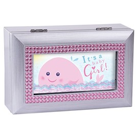 Cottage Garden A Baby Girl Smiling Brushed Silvertone Jewelry Music Box Plays You are My Sunshine