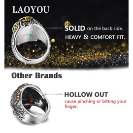 Stainless Steel Mens Biker Skull Ring for Men Size 9