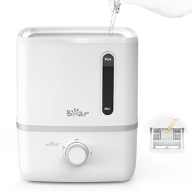Bear Humidifiers for Bedroom, 2.5L Cool Mist Humidifiers and Oil Diffuser, Quiet Rapid humidifiers for Home Whole House, with Adjustable Mist Output and Auto Shut-off, White