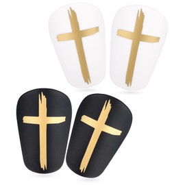 lasuroa 2 Pairs Mini Soccer Shin Guards, 3.15x1.97in Cross Small Protective Shinpads Football Shin Pads Defender Equipment Accessories for Teenagers Kids Children Adults Boys Girls (Black & White)