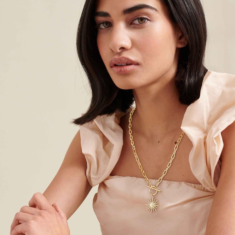 DoreenBox Paperclip Chain Necklace for Women, 18K Gold Plated Paperclip