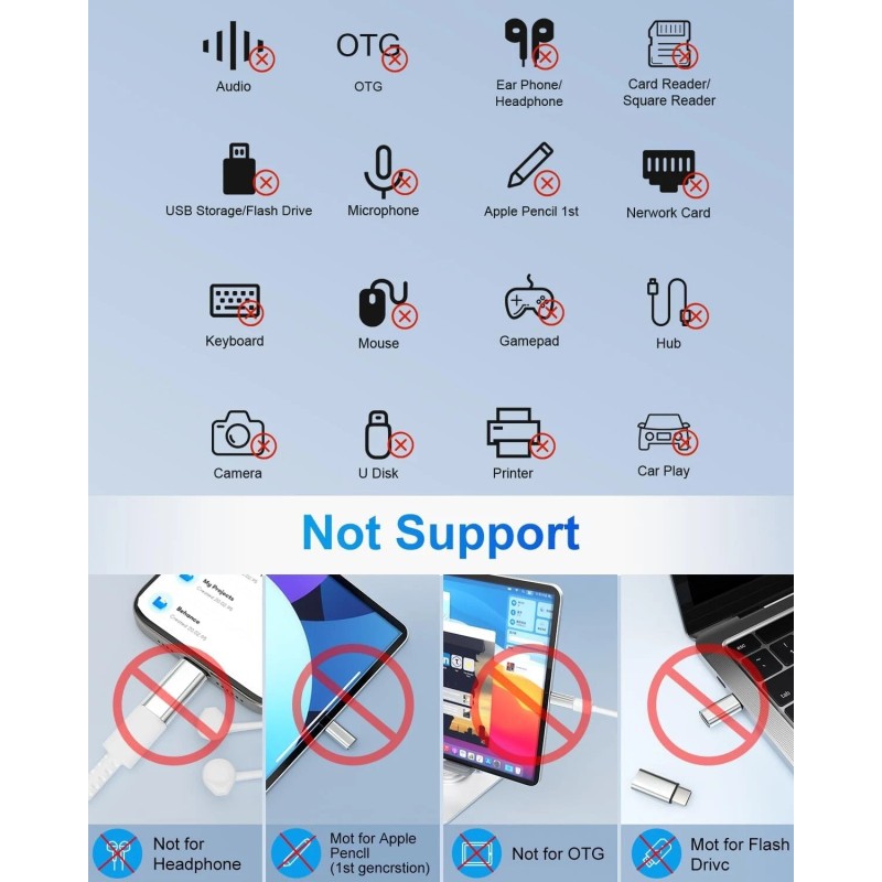 Kassdin USB C to Lightning Adapter 4 Pack [Mfi Certified]