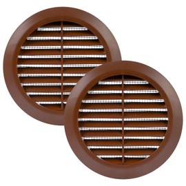 Vent Systems 4 Inch - Pack of 2 - Brown Round Soffit Vent Cover - Plastic Air Duct Grill with Louvers and Built-in Mesh Screen – HVAC Ventilation Grille for Bathroom, Kitchen – Indoor & Outdoor Use