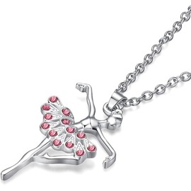JZQLPXXK Little Girl Necklace Light Pink Ballet Recital Gifts Ballerina Dance Necklaces Girls Jewelry 16 inch