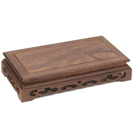 Rosewood Carved Display Stand, Rectangular Wood Stand for Home, Office Decor, Ideal for Vases, Fish Tanks, and Decorative Items, 26 cm Long, Classic and Smooth Surface