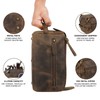 KOMALC Premium Buffalo Leather Unisex Toiletry Bag Travel Dopp Kit