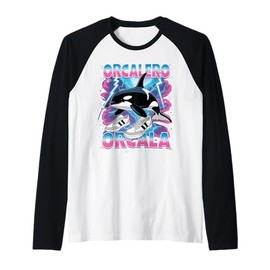 Orcalero Orcala Italian Brainrot Memes Oddly Specific Whale Raglan Baseball Tee