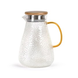 GinkgoHome Hand Blown Elegant Glass Tea Kettle Glass Teapot Glass Pitcher Fruit Tea (Kettle)